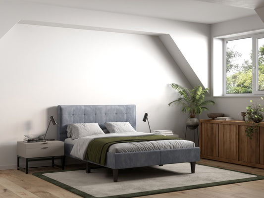 Perth Grey Linen Fabric Bed