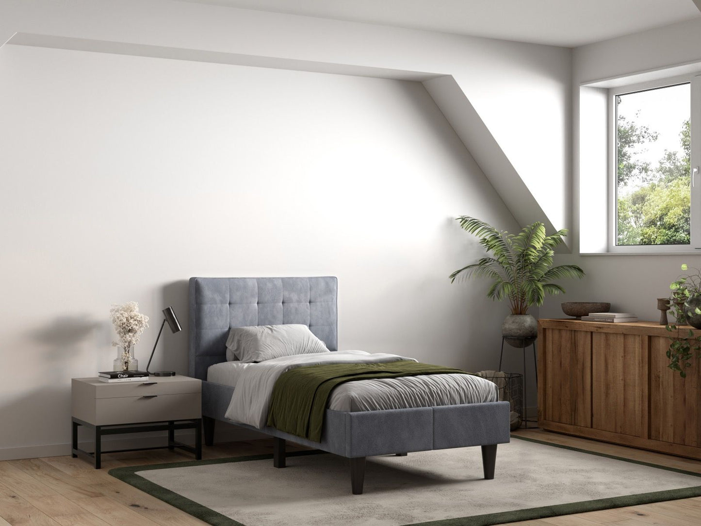 Perth Grey Linen Fabric Bed