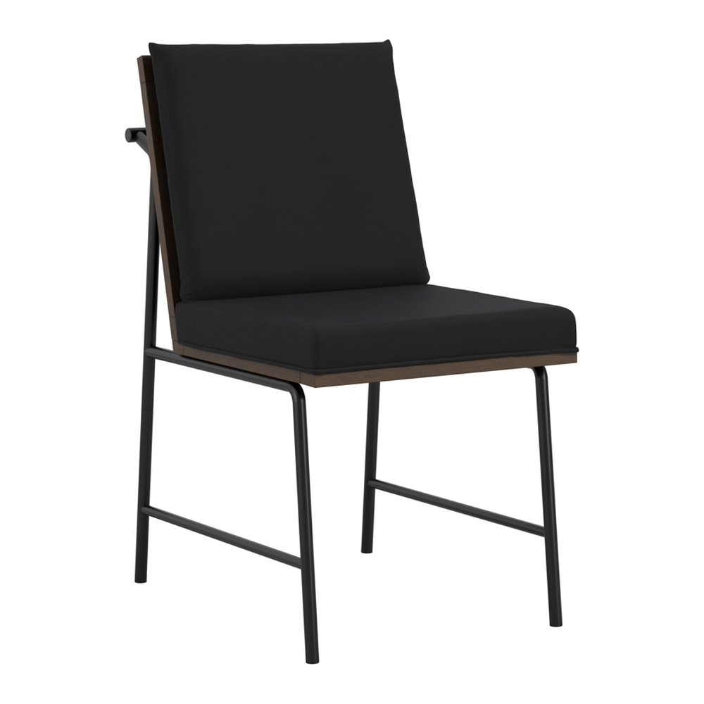 Faringdon woven fabric dining chair with wooden frame in Onyx