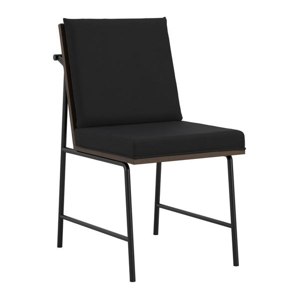 Faringdon woven fabric dining chair with wooden frame in Onyx