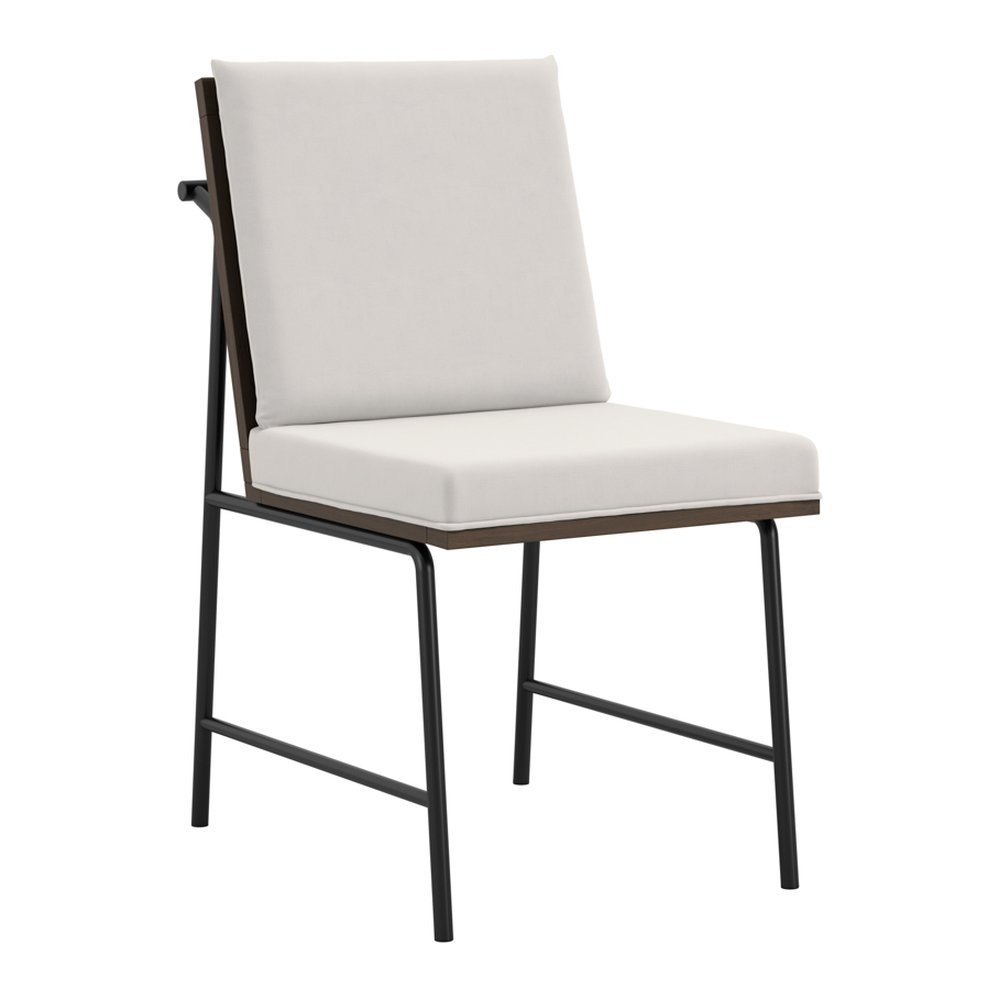 Faringdon woven fabric dining chair with wooden frame in White