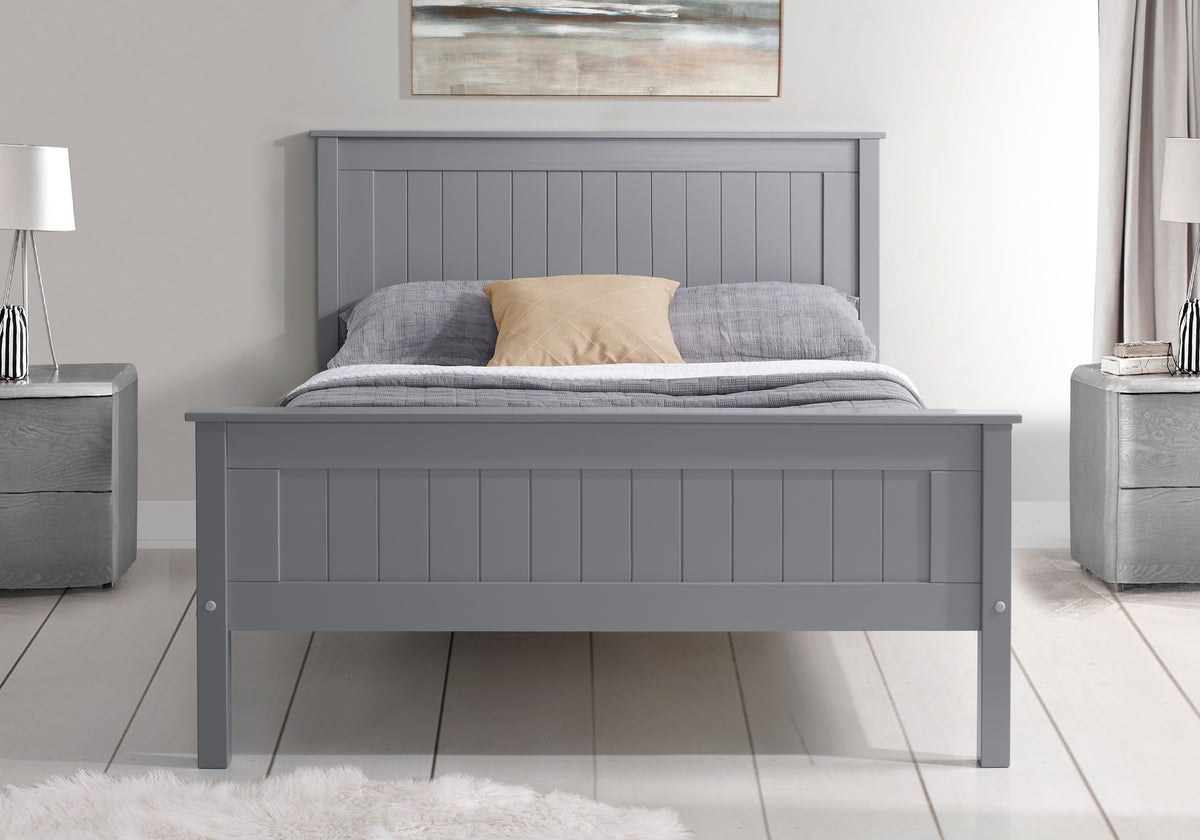 Farncombe Panelled Pine Bed with High Footend in Grey – product view 1