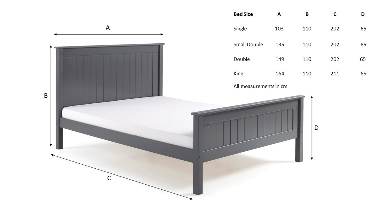 Farncombe Panelled Pine Bed with High Footend in Grey – product view 6