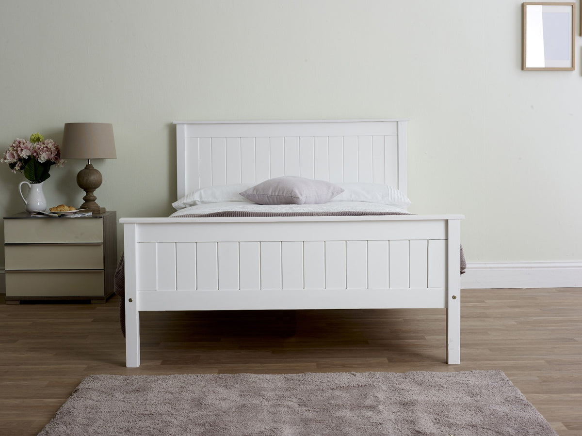 Farncombe Panelled Pine Bed with High Footend in White – product view 13