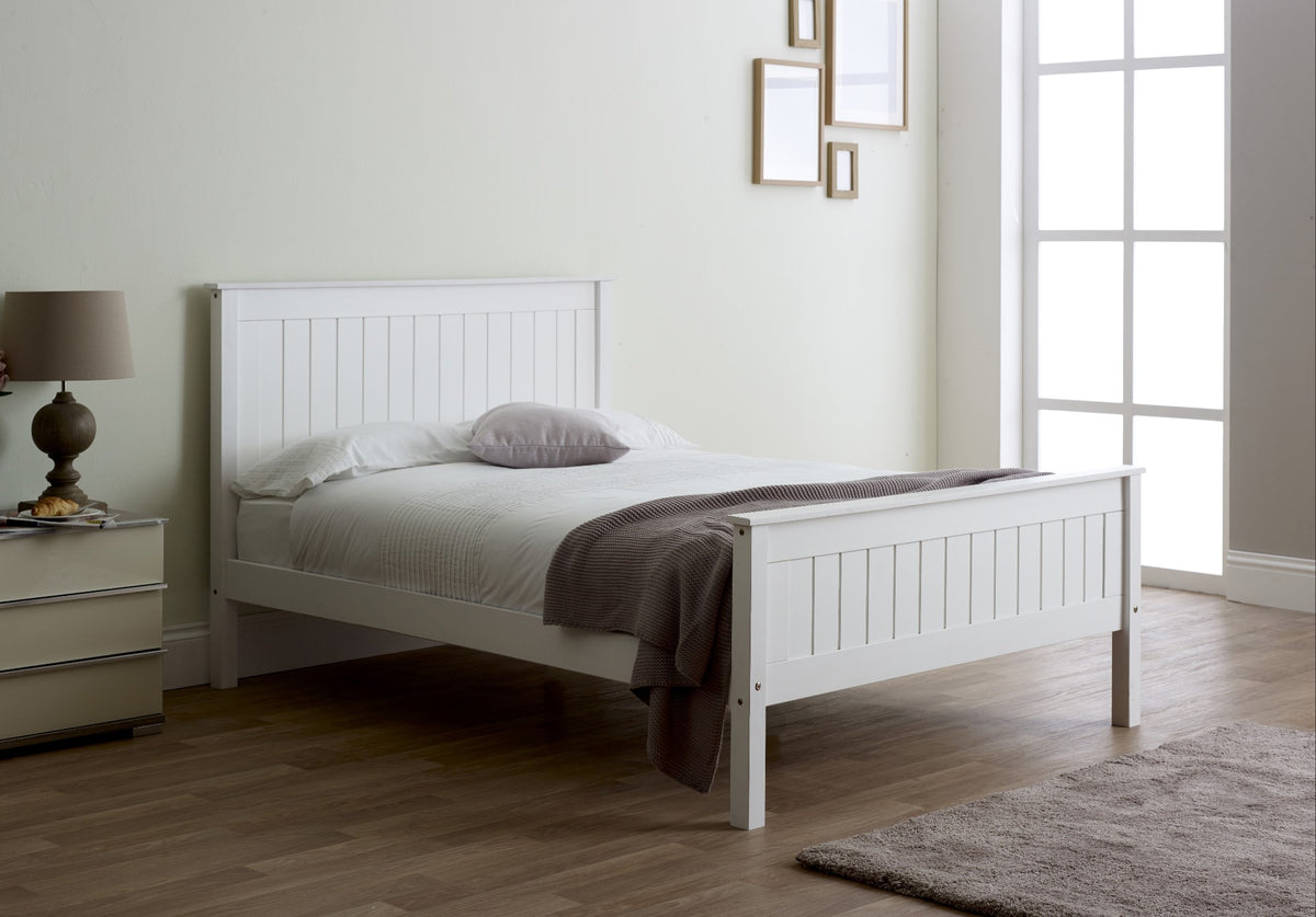 Farncombe Panelled Pine Bed with High Footend in White – product view 14