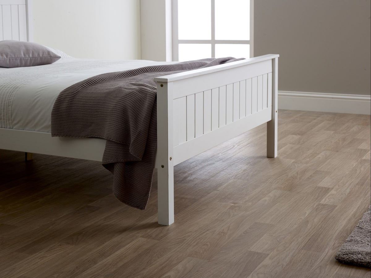 Farncombe Panelled Pine Bed with High Footend in White – product view 16