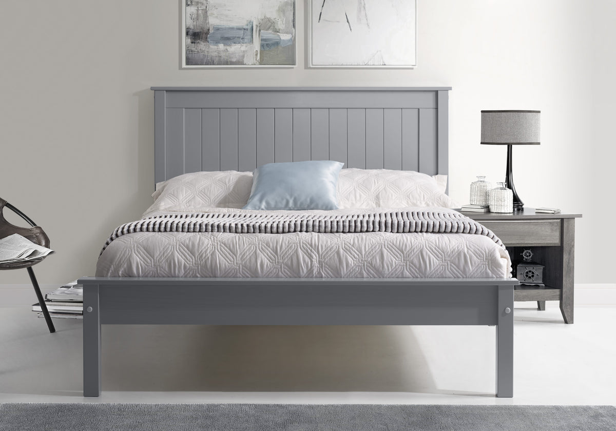 Farncombe Panelled Pine Bed with Low Footend in Grey – product view 1
