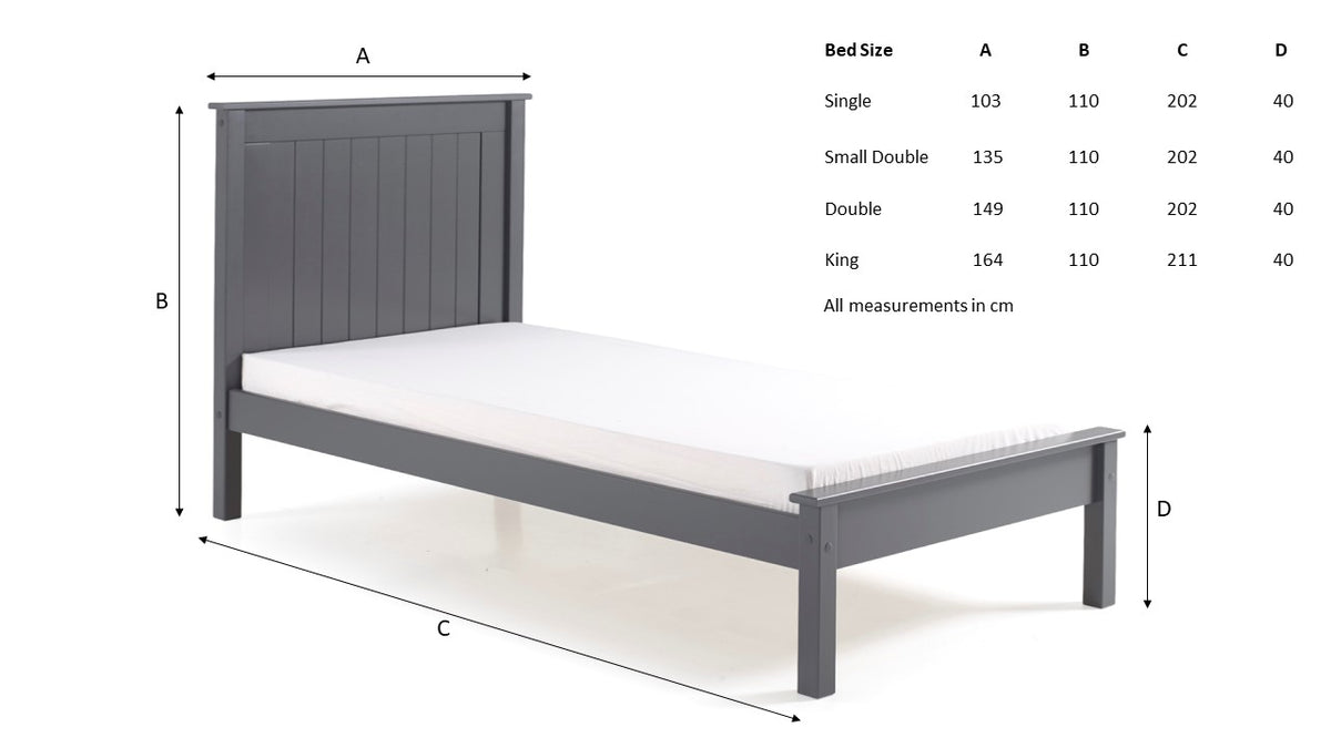 Farncombe Panelled Pine Bed with Low Footend in Grey – product view 7