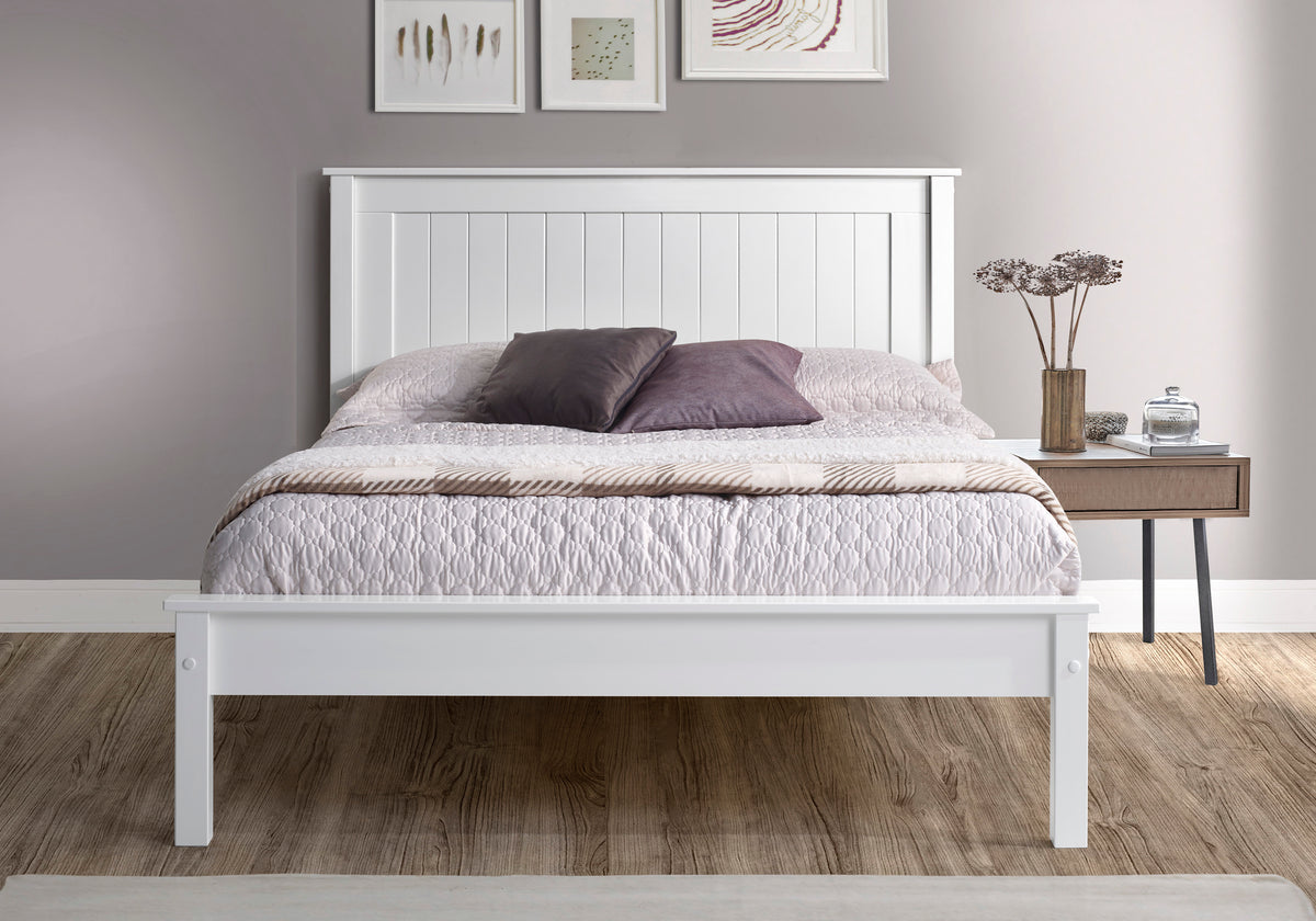 Farncombe Panelled Pine Bed with Low Footend in White – product view 14