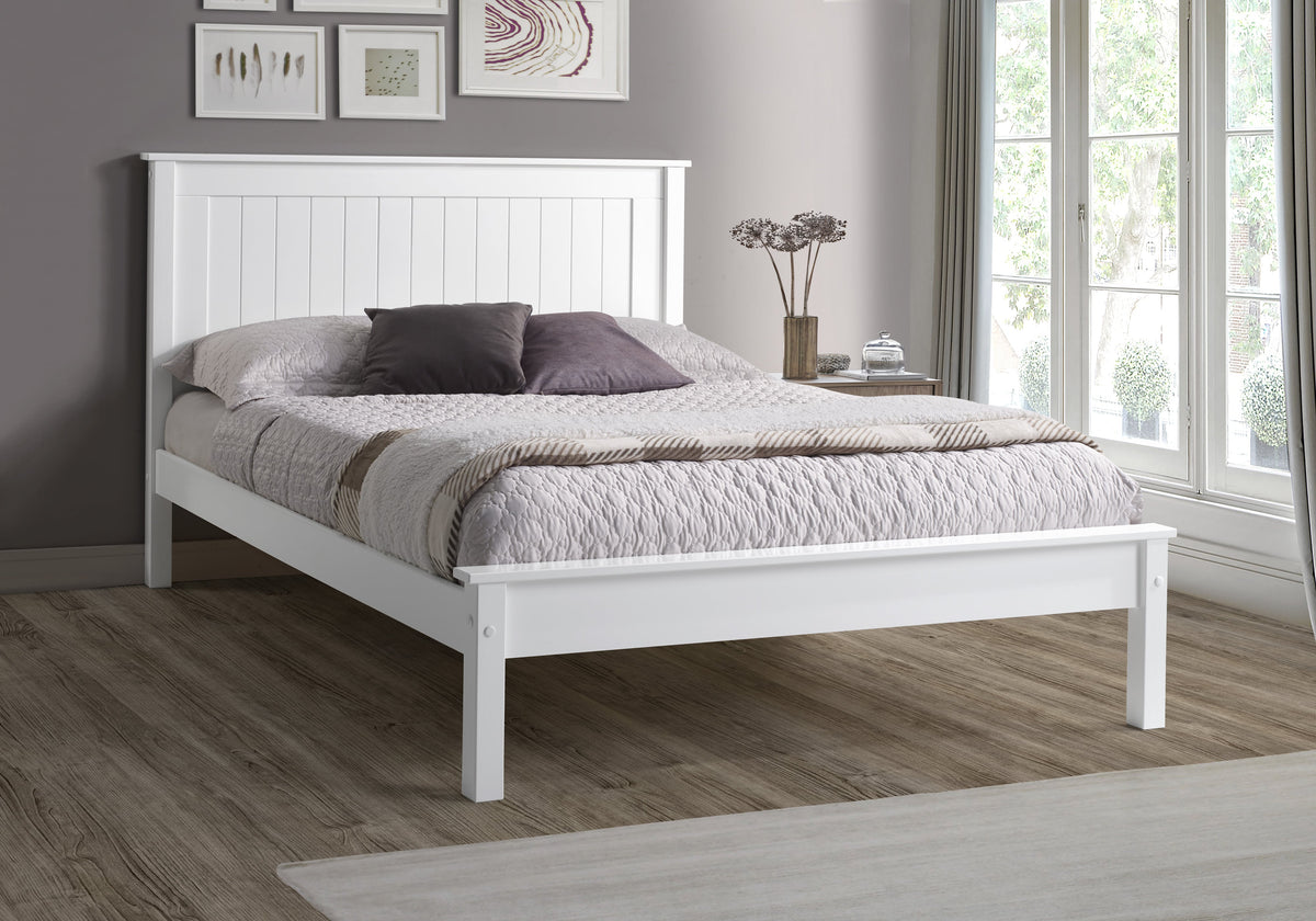 Farncombe Panelled Pine Bed with Low Footend in White – product view 15