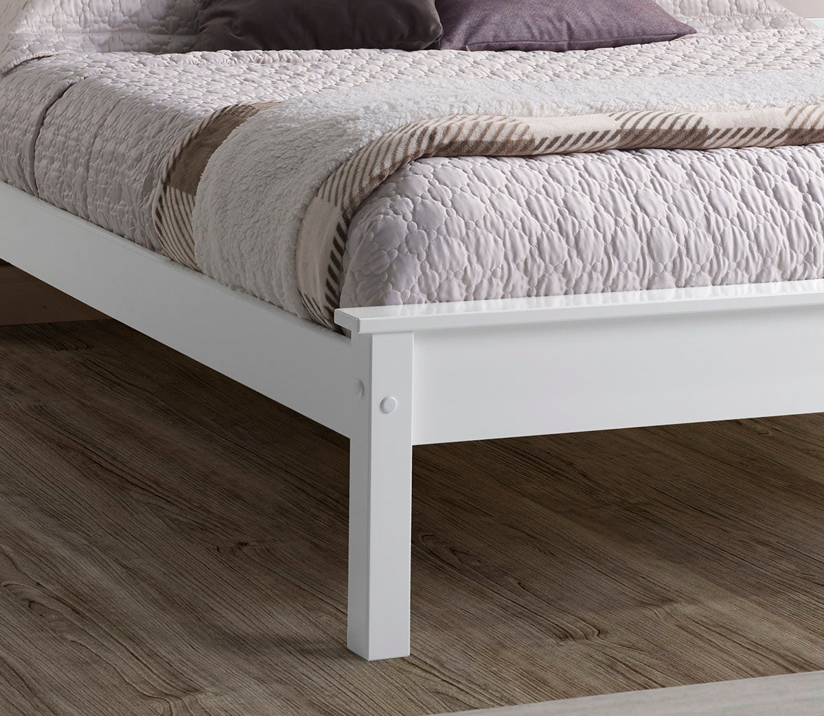 Farncombe Panelled Pine Bed with Low Footend in White – product view 17