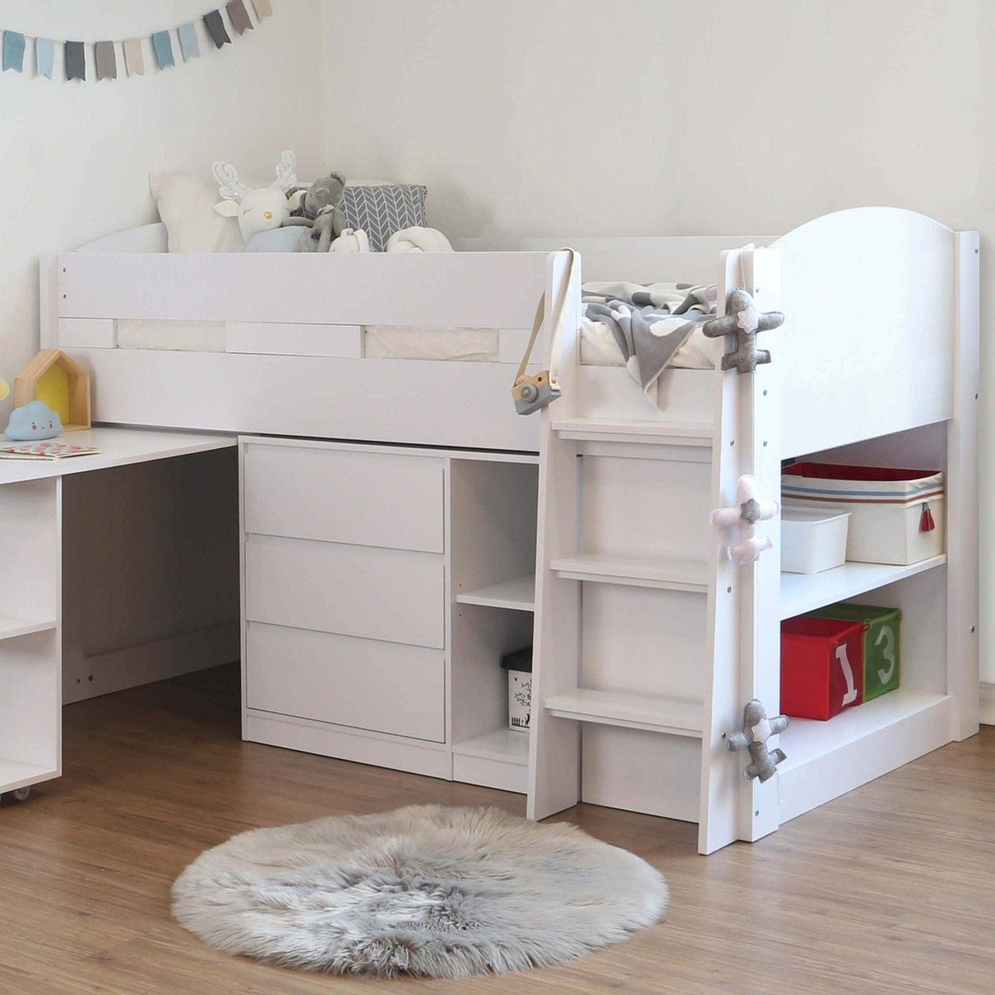 Billie Mid Sleeper Bed with Drawers & Desk - Millie & Jones