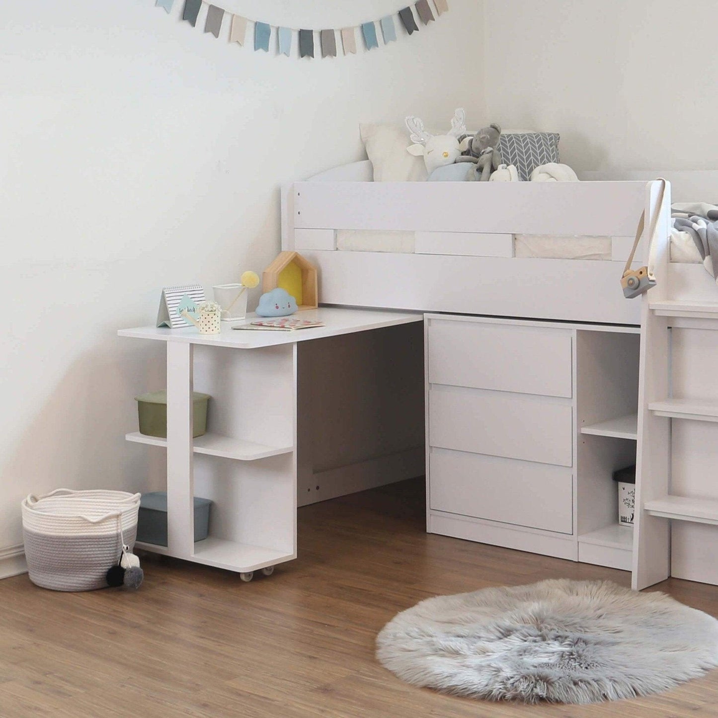 Billie Mid Sleeper Bed with Drawers & Desk - Millie & Jones