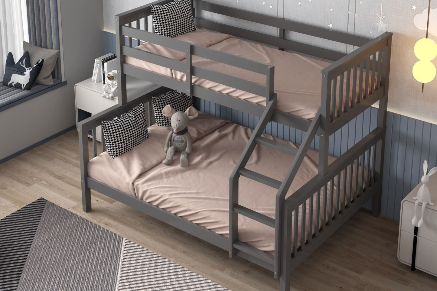 Wooden Zoom Grey Triple Bunk Bed