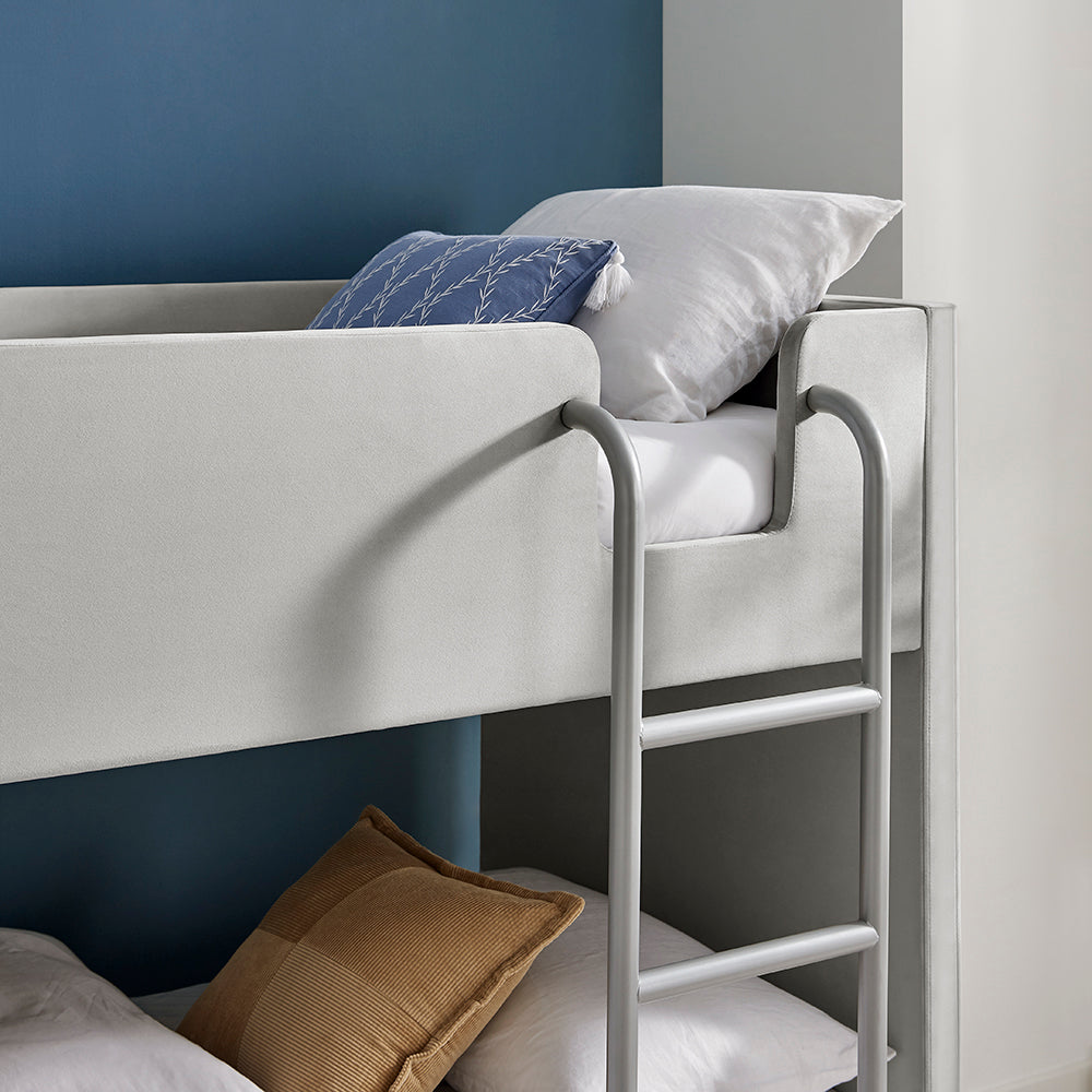 Hadleigh Velvet Upholstered Bunk Bed in Grey – product view 3