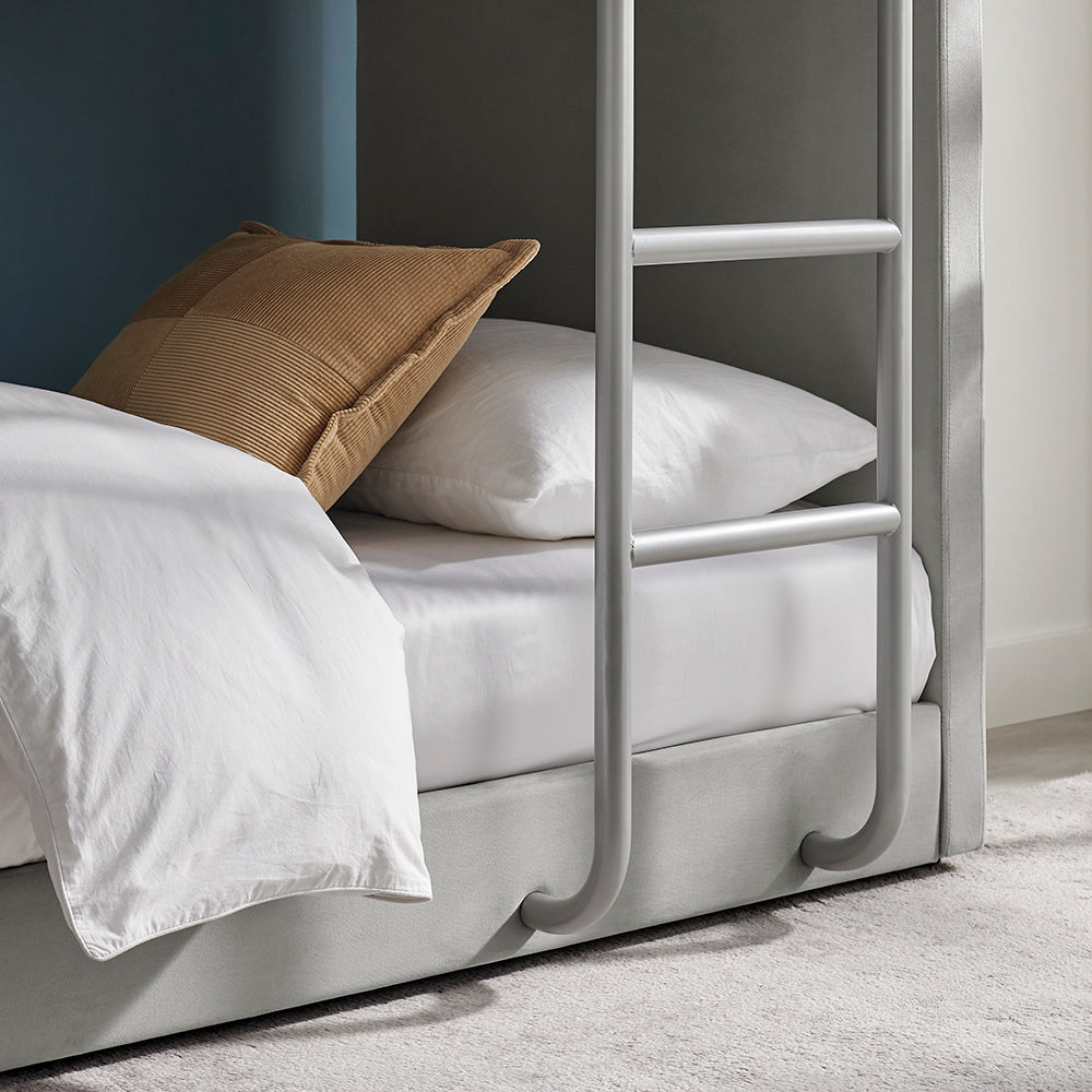 Hadleigh Velvet Upholstered Bunk Bed in Grey – product view 4