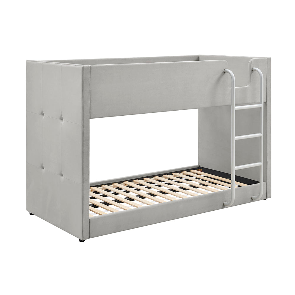 Hadleigh Velvet Upholstered Bunk Bed in Grey – product view 5