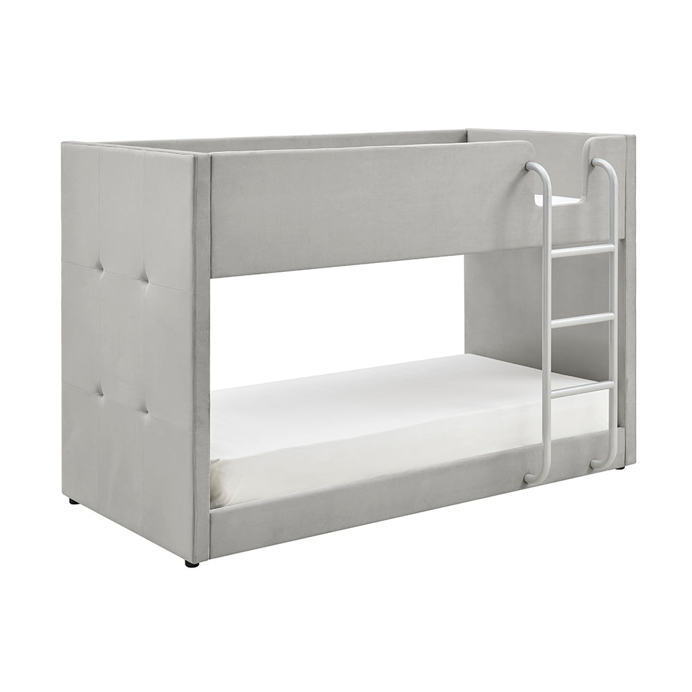 Hadleigh Velvet Upholstered Bunk Bed in Grey – product view 6