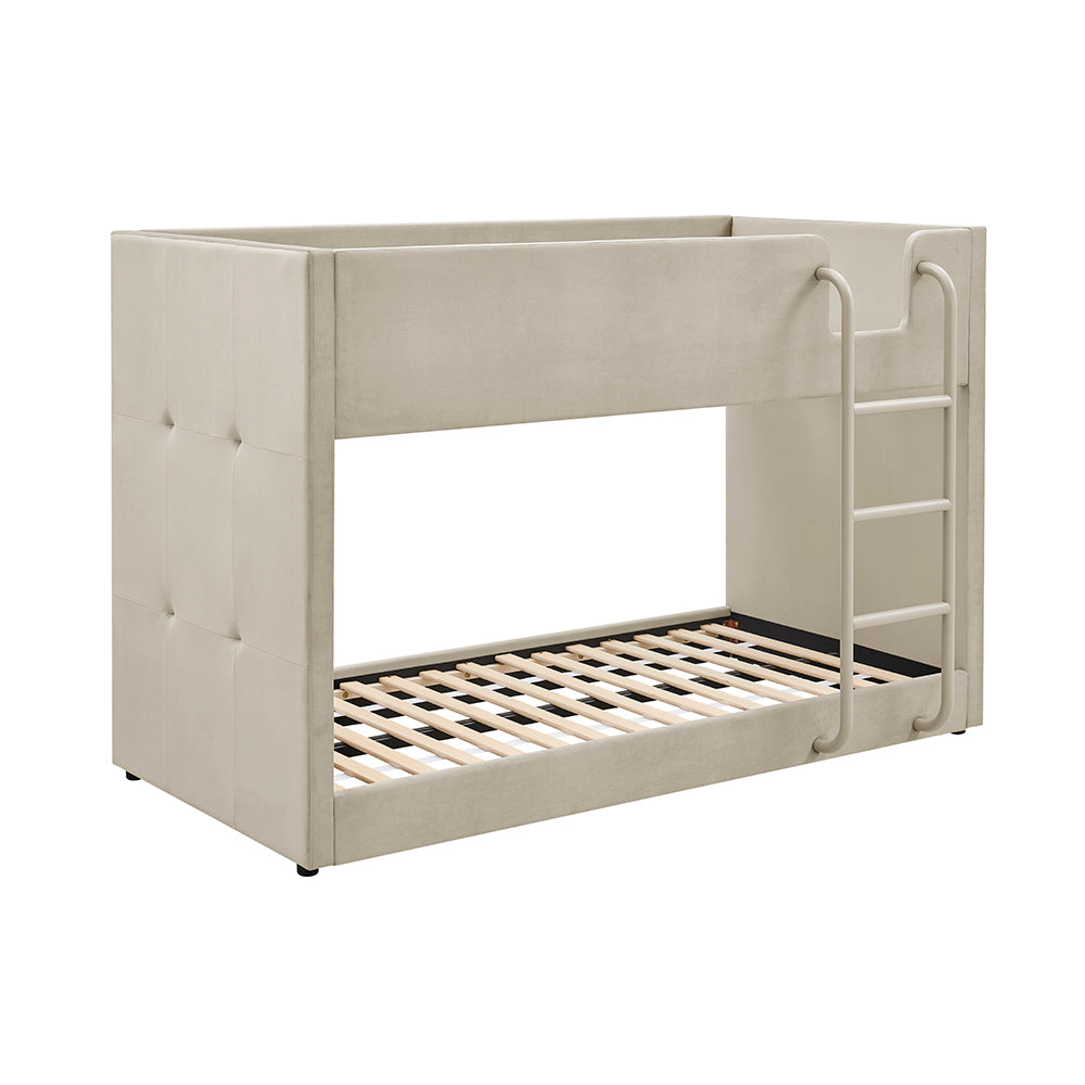 Hadleigh Velvet Upholstered Bunk Bed in Taupe – product view 11