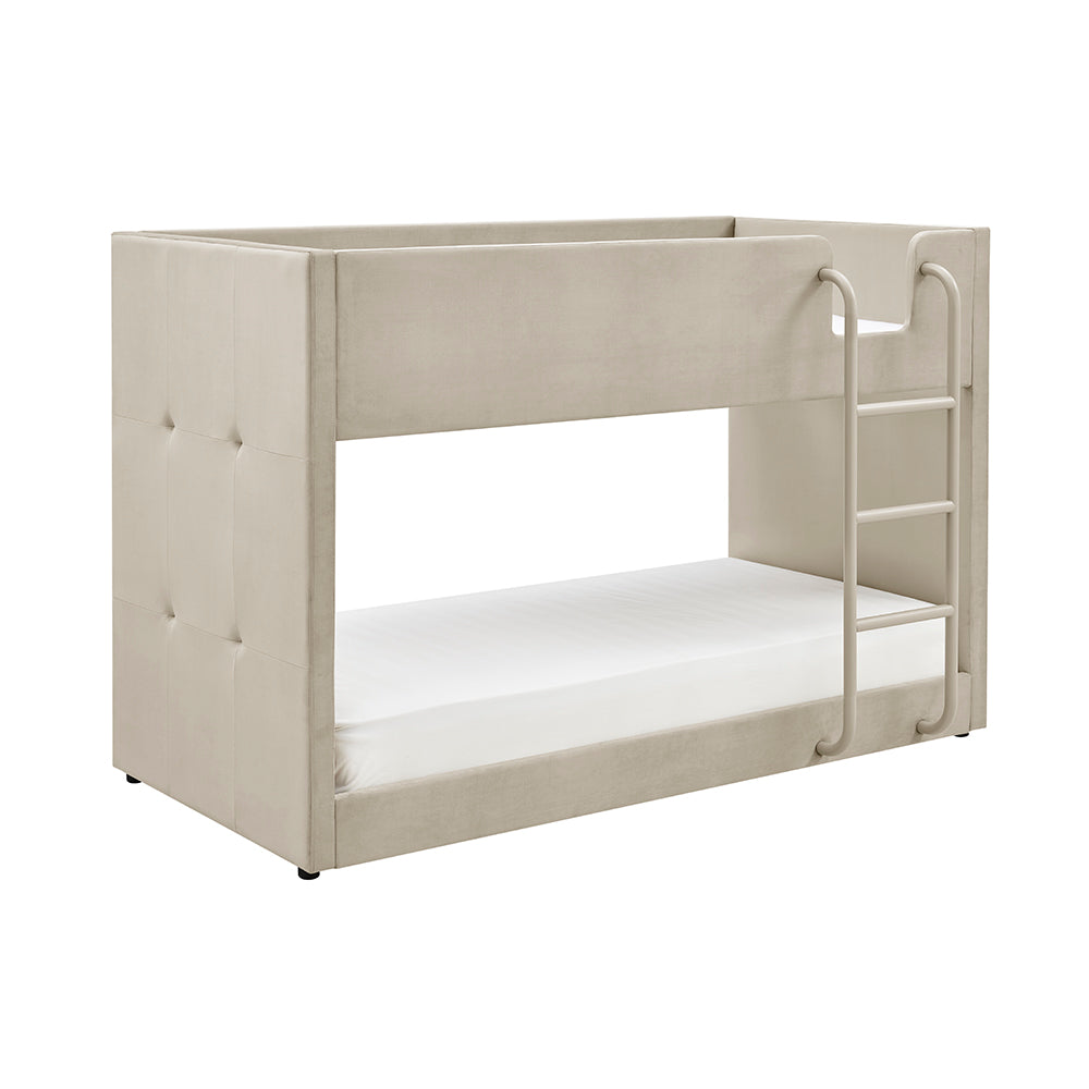 Hadleigh Velvet Upholstered Bunk Bed in Taupe – product view 12