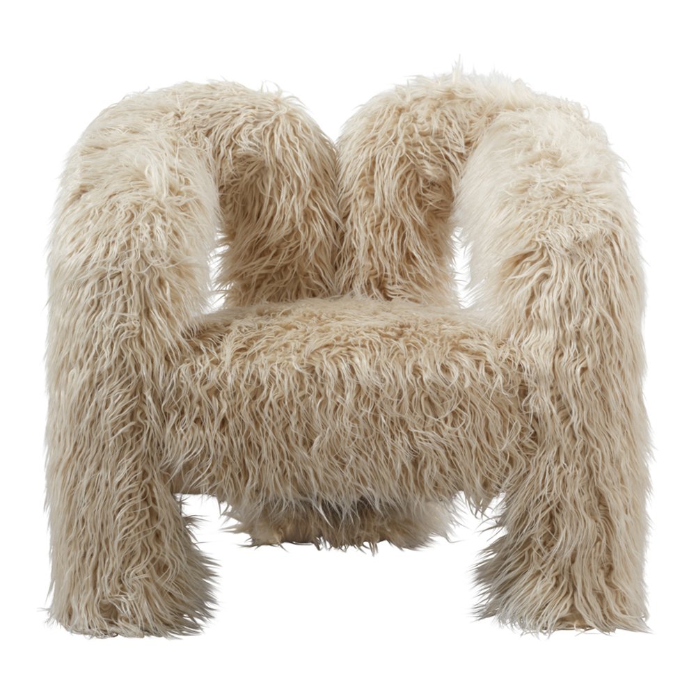 Hanover faux fur accent chair with three-leg base