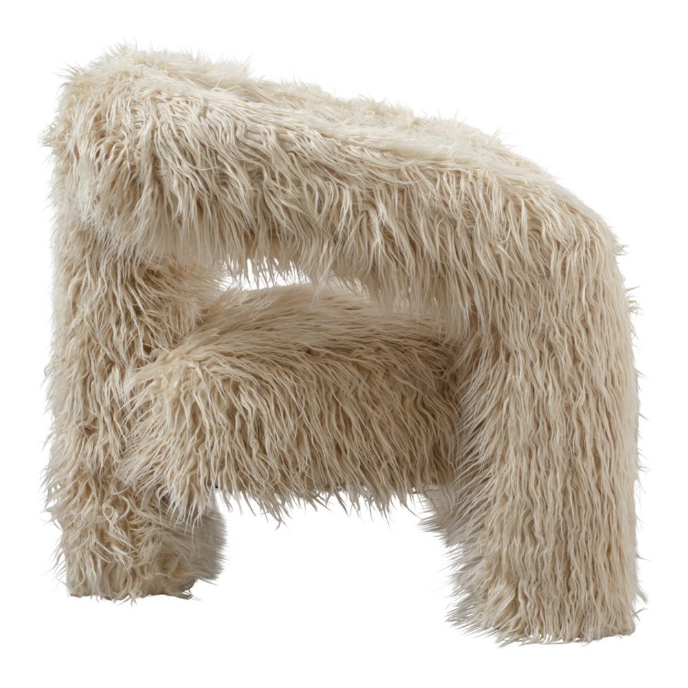 Hanover faux fur accent chair with three-leg base