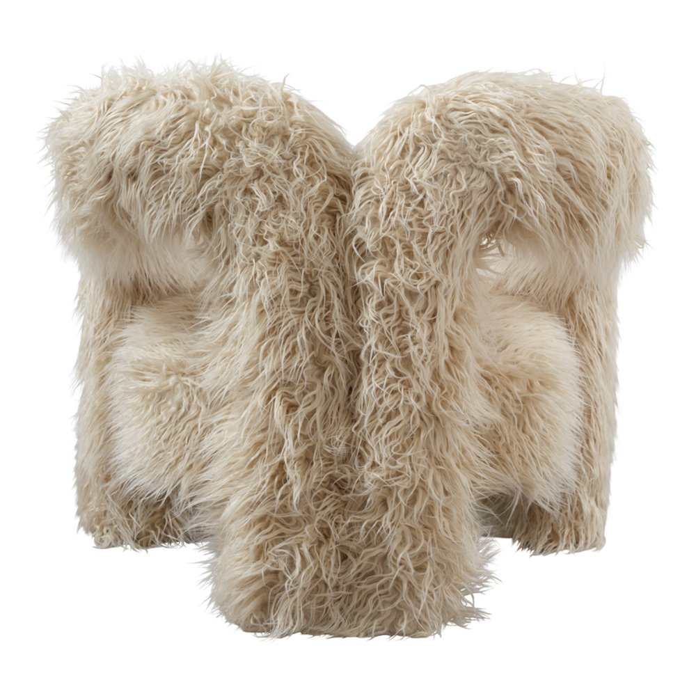 Hanover faux fur accent chair with three-leg base