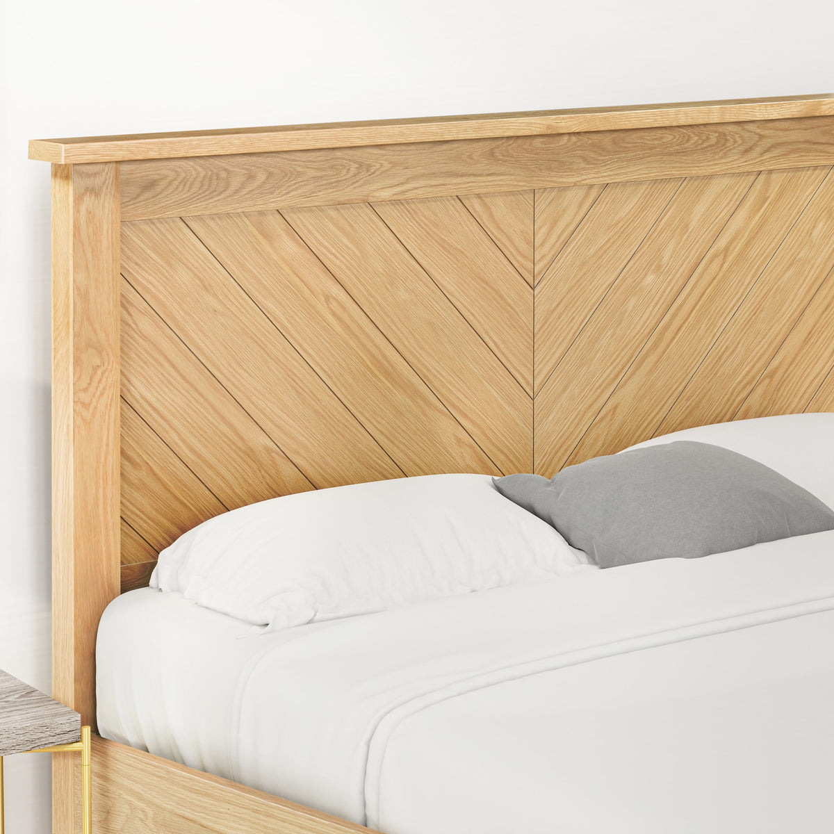 Harbury Chevron Oak Bed Frame in Oak – product view 3