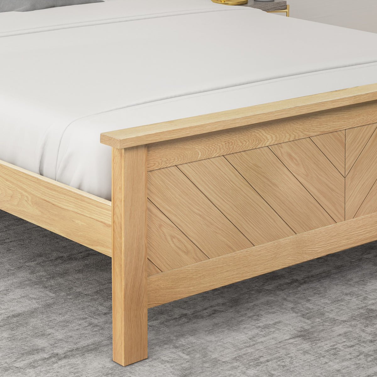 Harbury Chevron Oak Bed Frame in Oak – product view 4