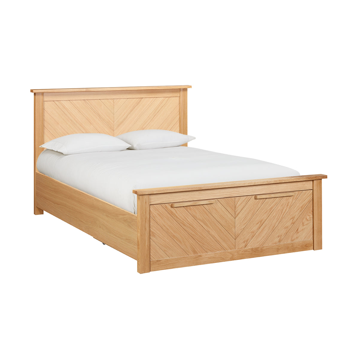 Harbury Chevron Oak Bed with Storage Drawers in Oak – product view 4