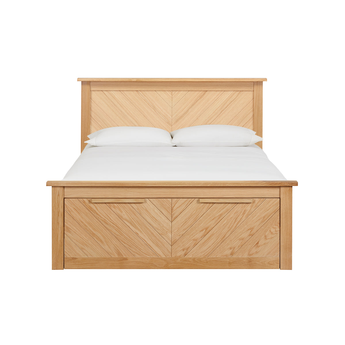Harbury Chevron Oak Bed with Storage Drawers in Oak – product view 5