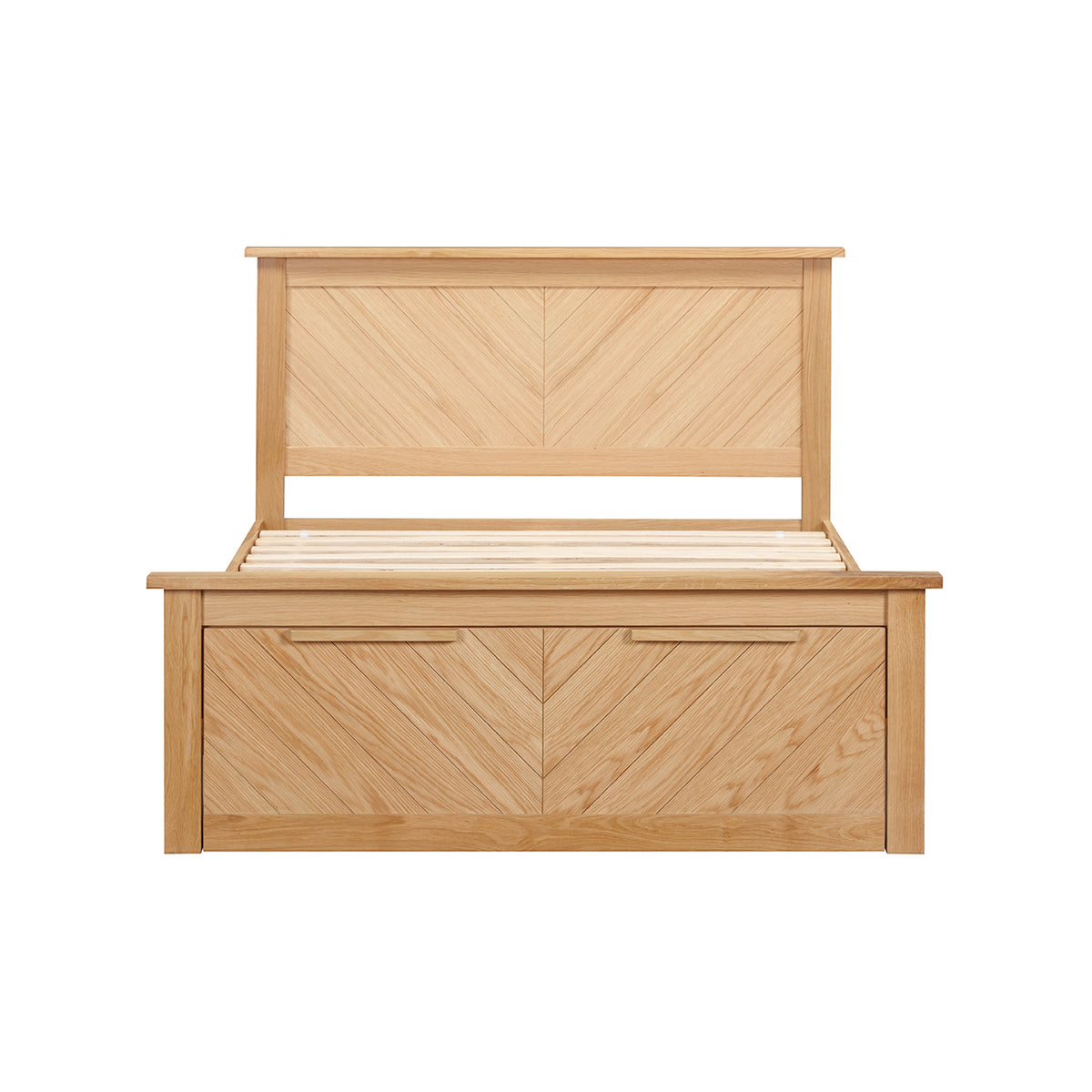 Harbury Chevron Oak Bed with Storage Drawers in Oak – product view 9