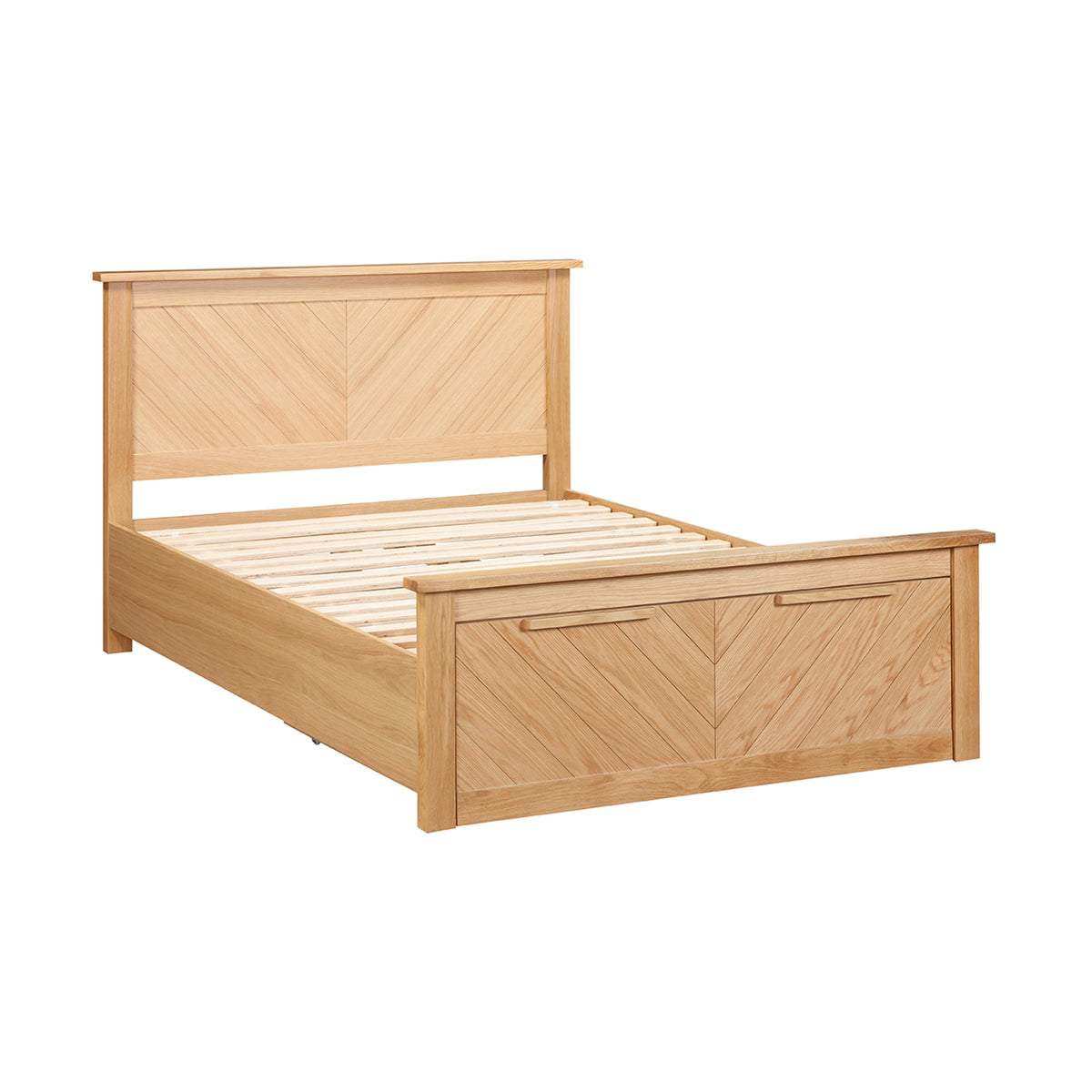 Harbury Chevron Oak Bed with Storage Drawers in Oak – product view 10