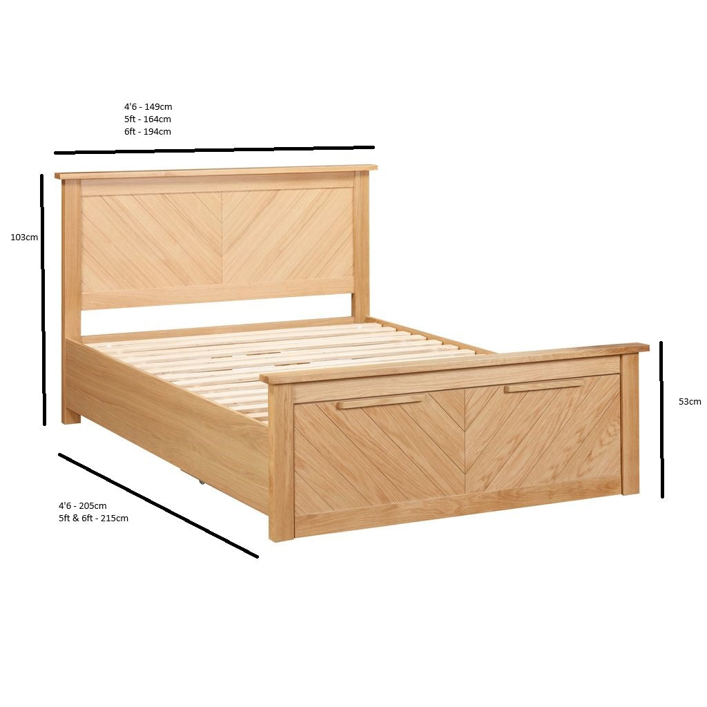 Harbury Chevron Oak Bed with Storage Drawers in Oak – product view 12
