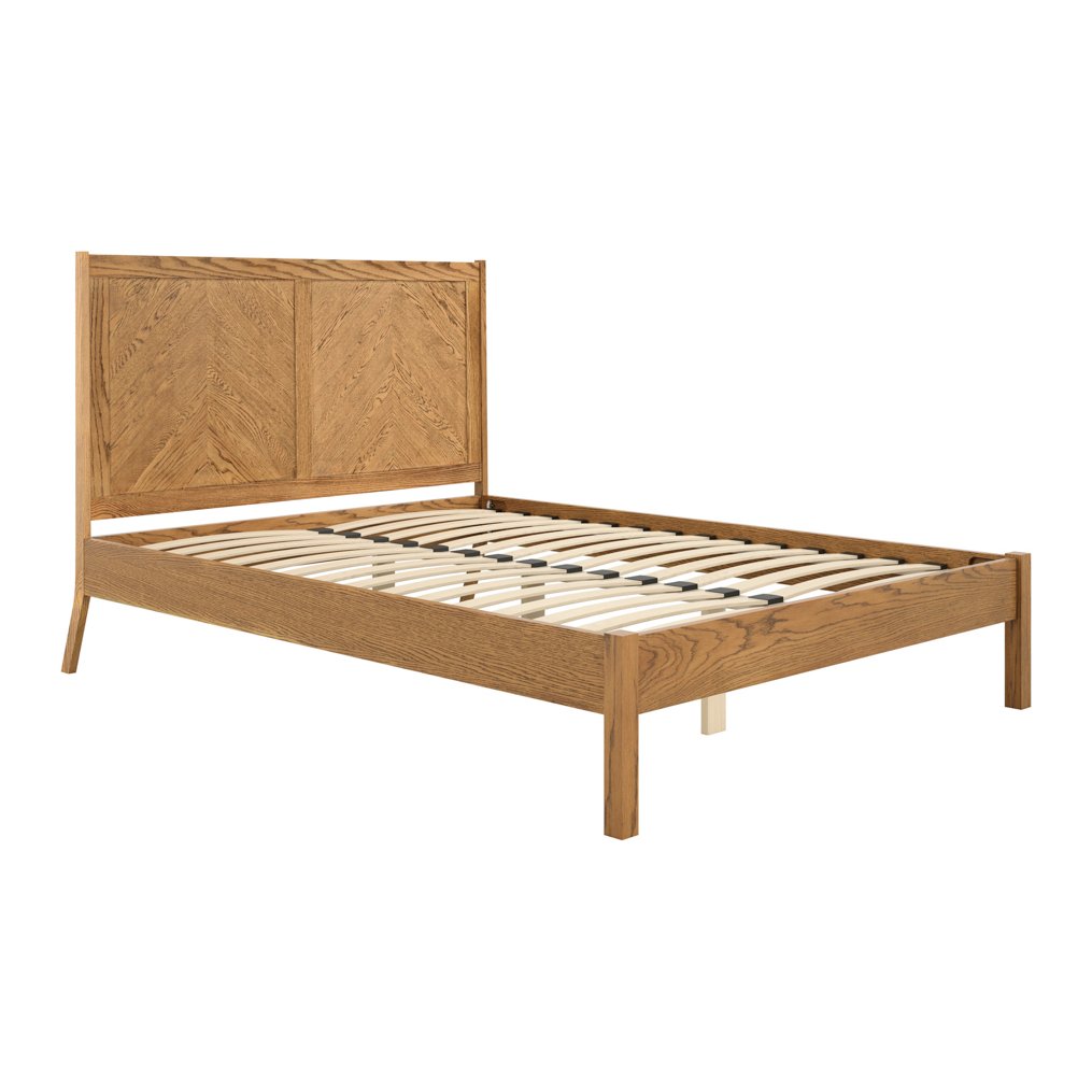 Hawkshead chevron wooden bed in Smoked