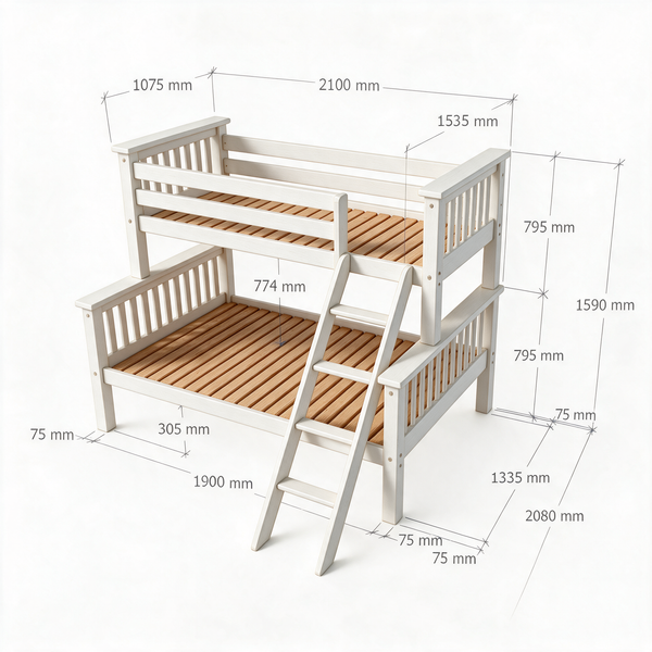 Atlas Solid Pine Detachable Triple Bunk Bed