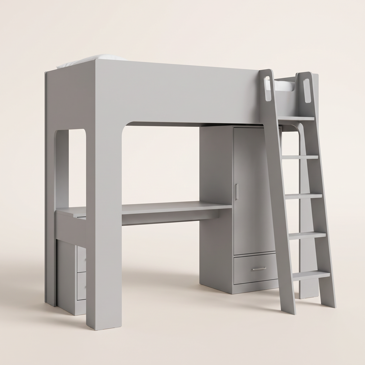 Ullswater high sleeper bed in mid grey on a plain background