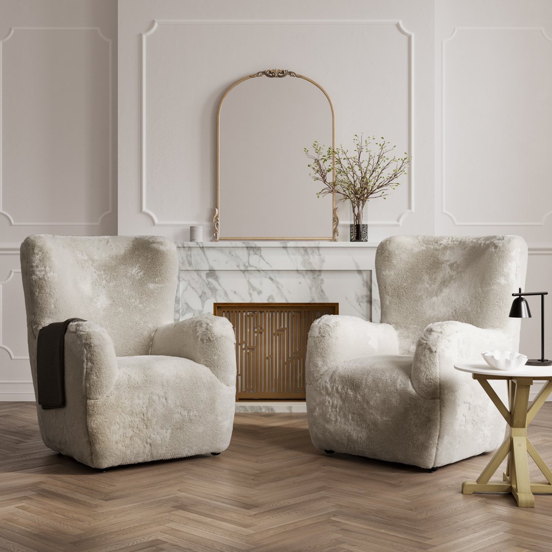 Highbury faux fur high back occasional chair