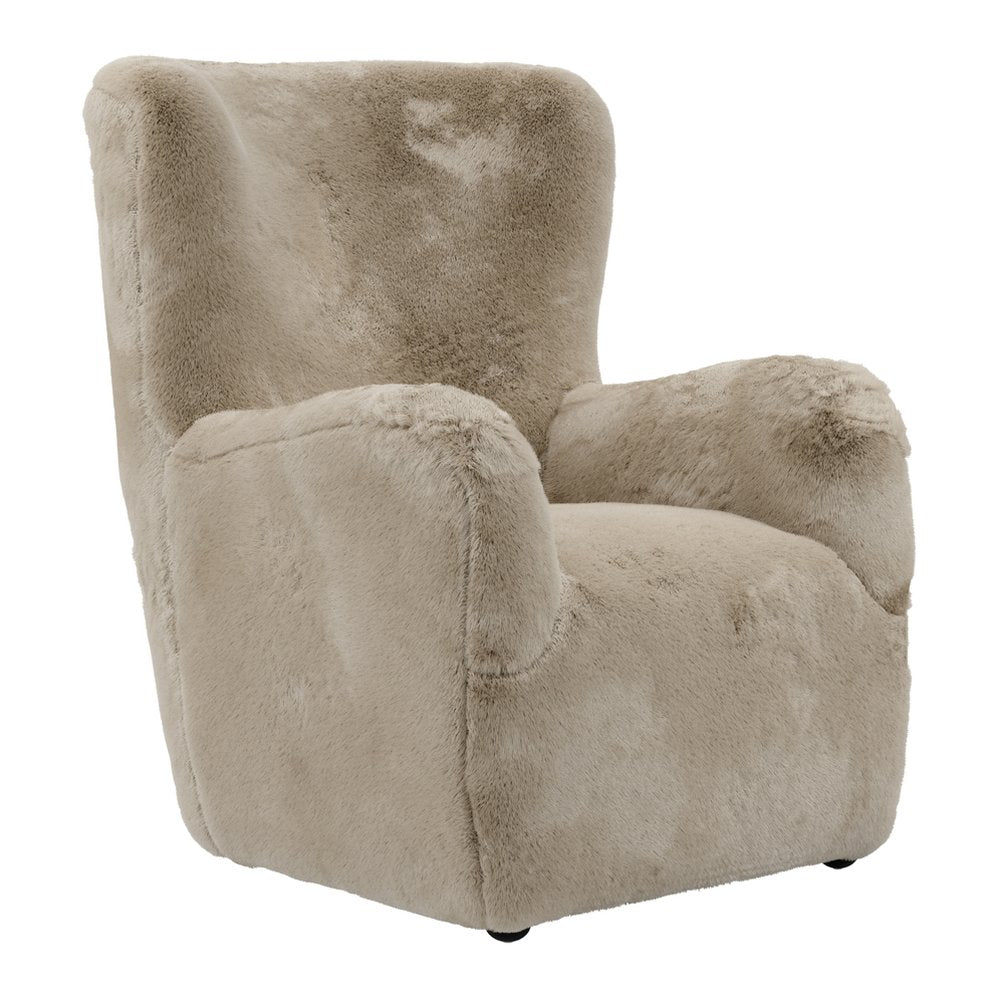 Highbury faux fur high back occasional chair in Coyote