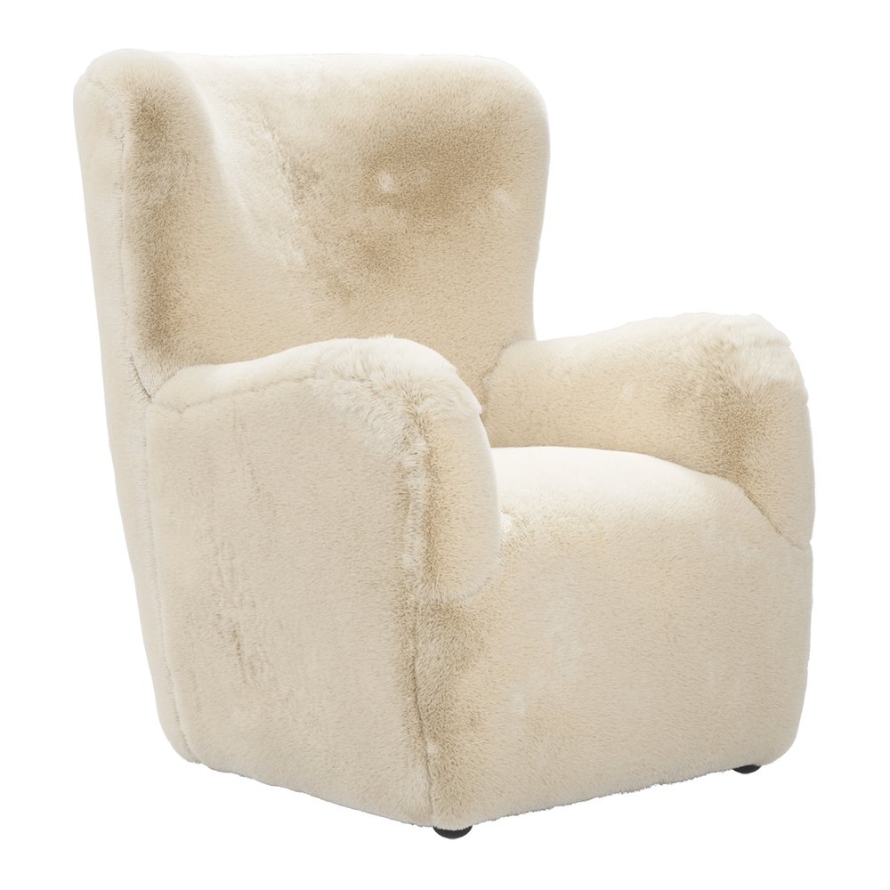 Highbury faux fur high back occasional chair in Dawn