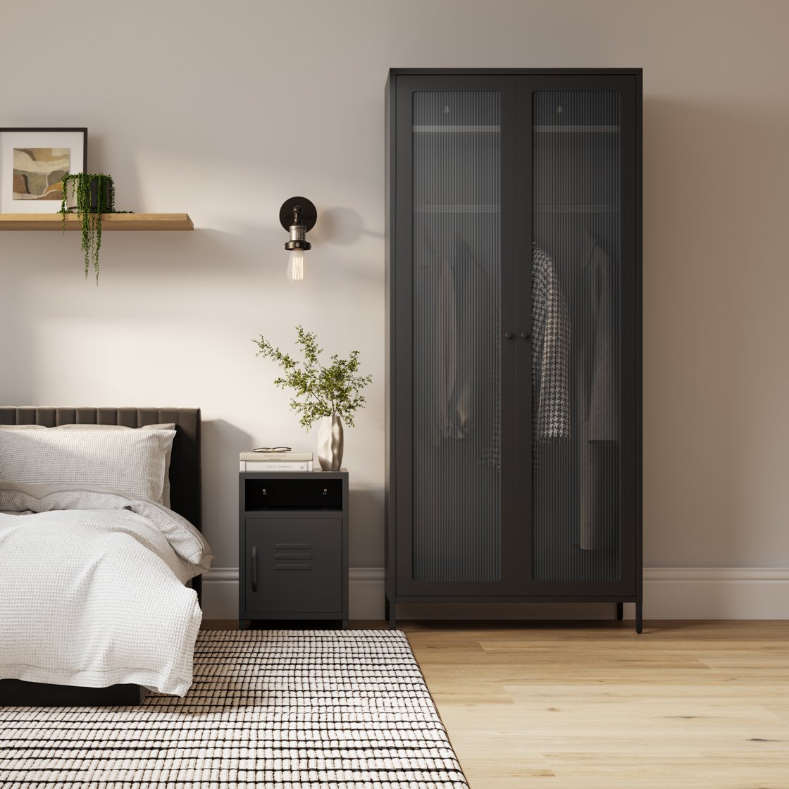 Holt reeded glass 2 door wardrobe