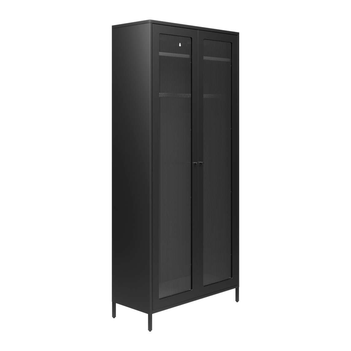 Holt reeded glass 2 door wardrobe in Black