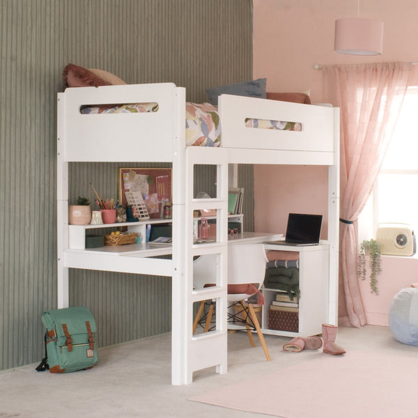 Little Folks EDIT Loft Bed with Full Length Desk and Storage
