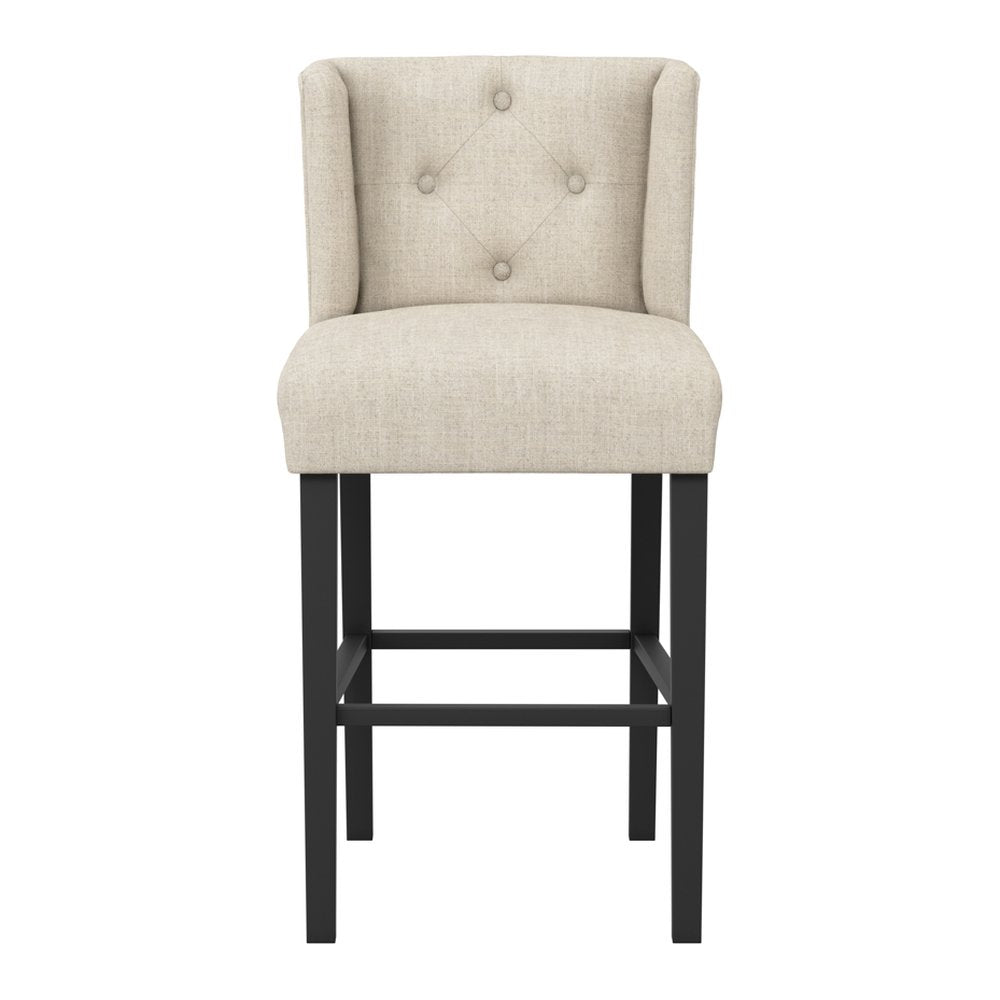 Hungerford winged linen blend counter stool in Stone