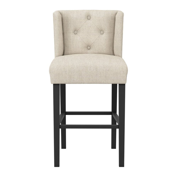 Hungerford winged linen blend counter stool in Stone