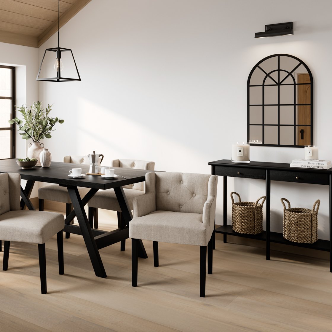 Hungerford winged linen blend dining chair