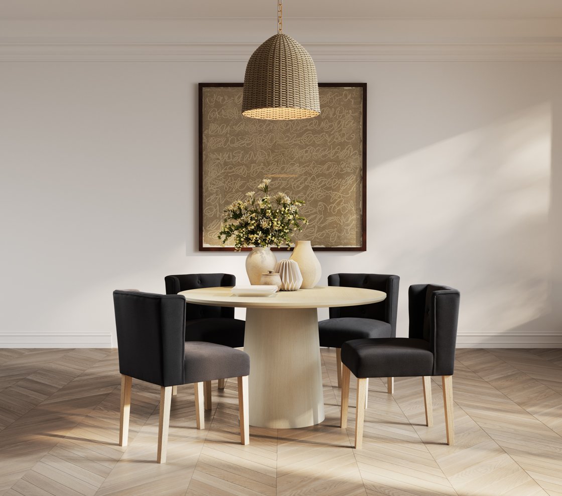Hungerford winged linen blend dining chair