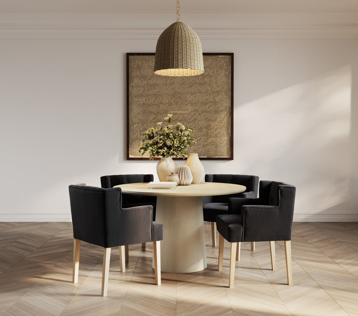 Hungerford winged linen blend dining chair