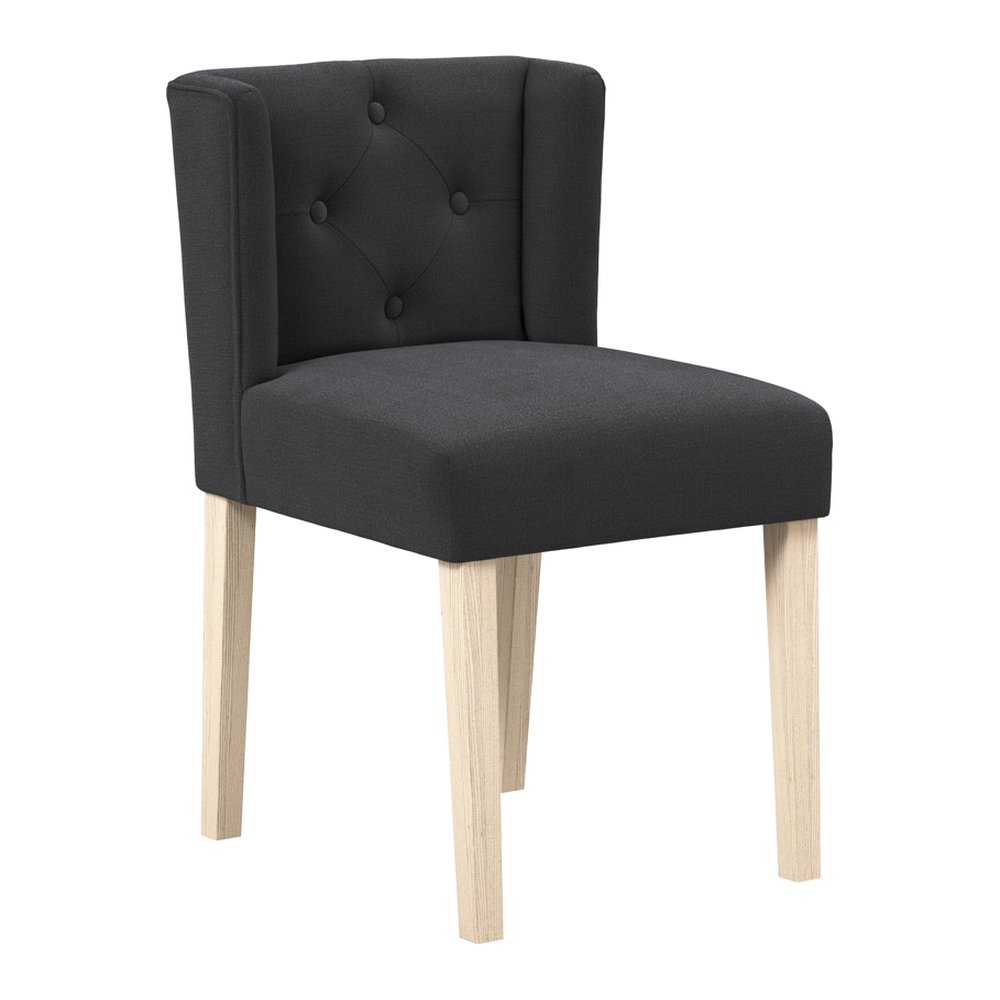 Hungerford winged linen blend dining chair in Anthracite