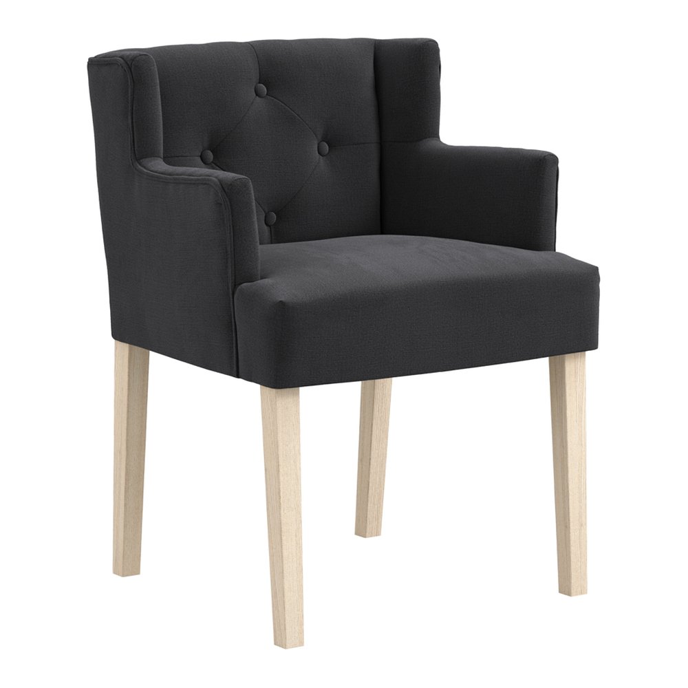 Hungerford winged linen blend dining chair in Anthracite